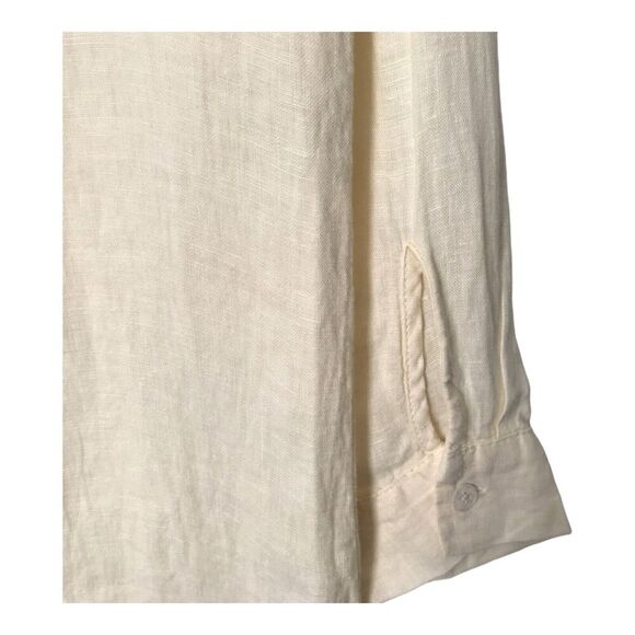 Zara Romper Size XS Tied 100% Linen Oyster White Long Sleeve V-Neck Jumpsuit - Picture 7 of 16